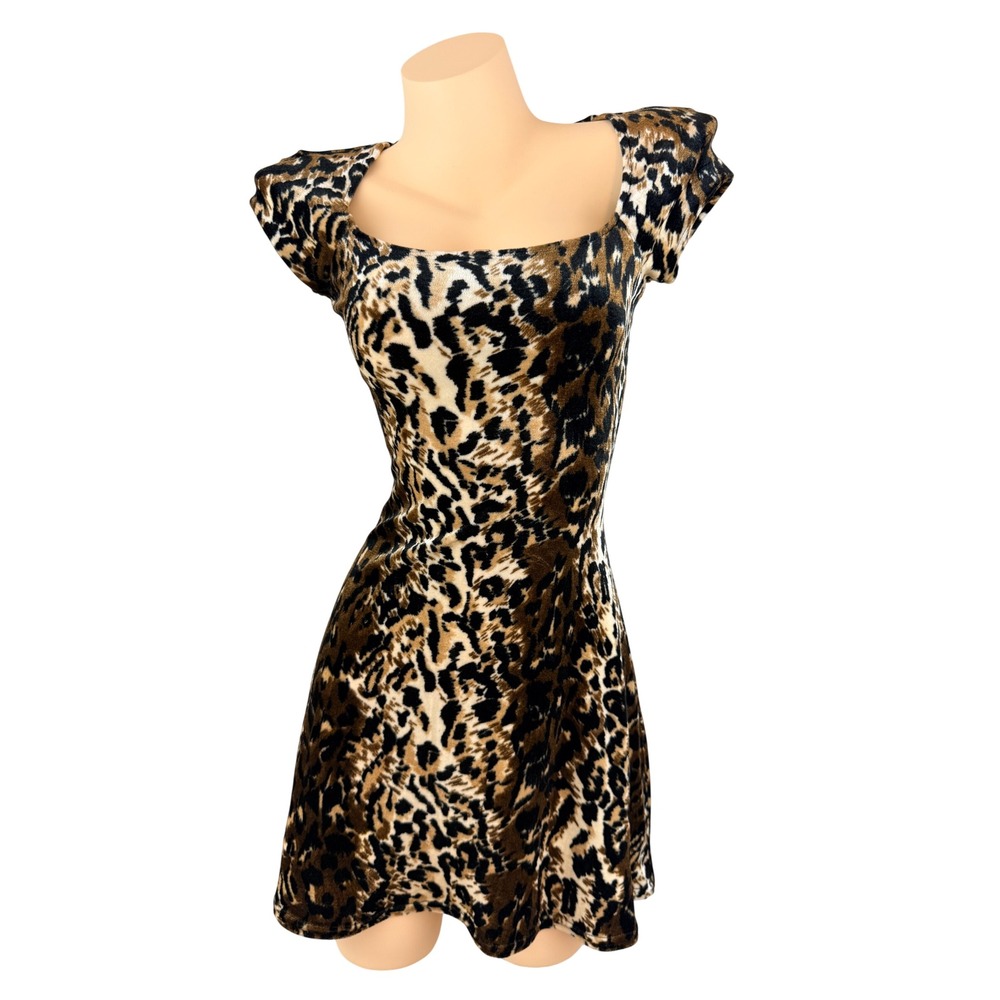 Mob Wife Indie Sleaze The Original USA Leopard Print Velvet Mini Dress Small